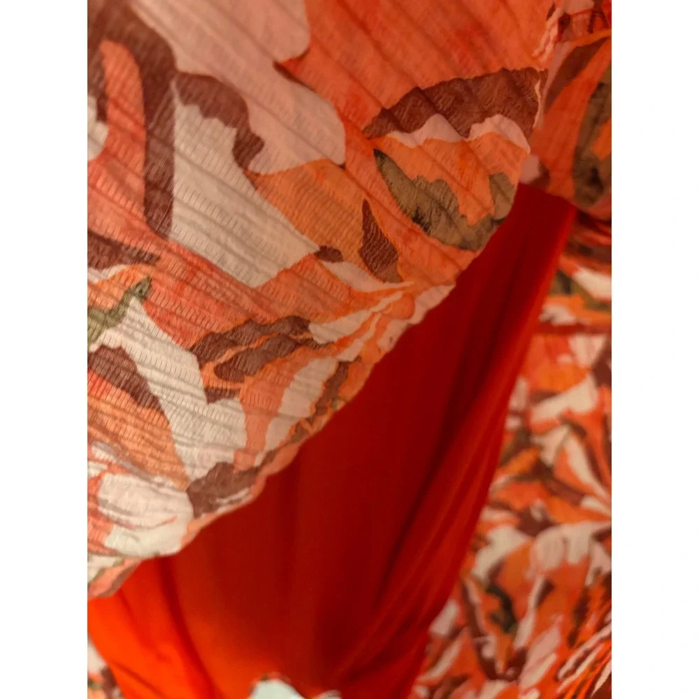 Nine West Tropical Print Sleeveless Maxi Dress Tiered Ruffle Size Medium - Picture 7 of 9